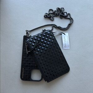 Black Quilted Phone Case with Chain